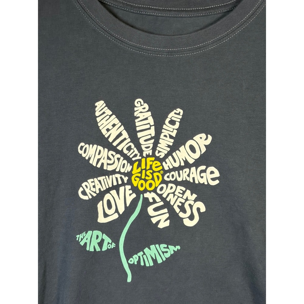 Life is Good Graphic Tee Womens L NAVY Excellent Crusher Long Sleeve Flower Art - Picture 2 of 7